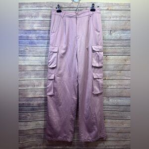 Isalis Silk Cargo Pants Pink Double Pockets Size 28
